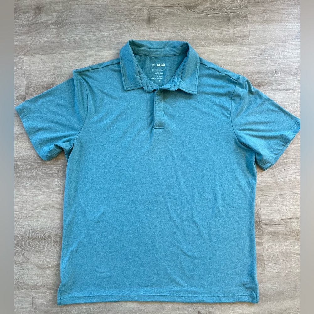 01.ALGO Men's SPF 40 Performance Short sleeve blue Polo Shirt XLarge